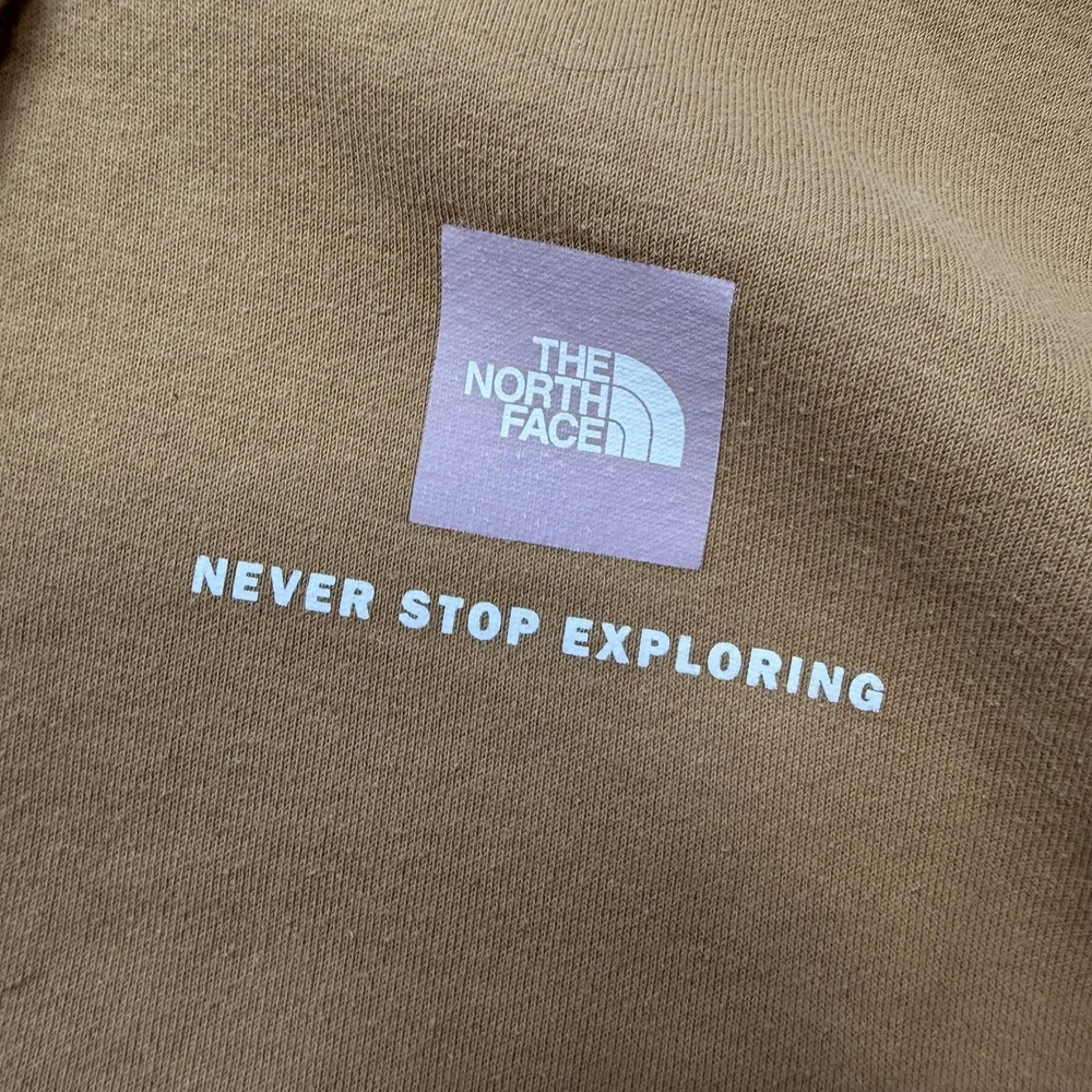 The North Face Hoodie Mens Small Brown Pullover Never Stop Exploring Sweatshirt - Picture 2 of 10